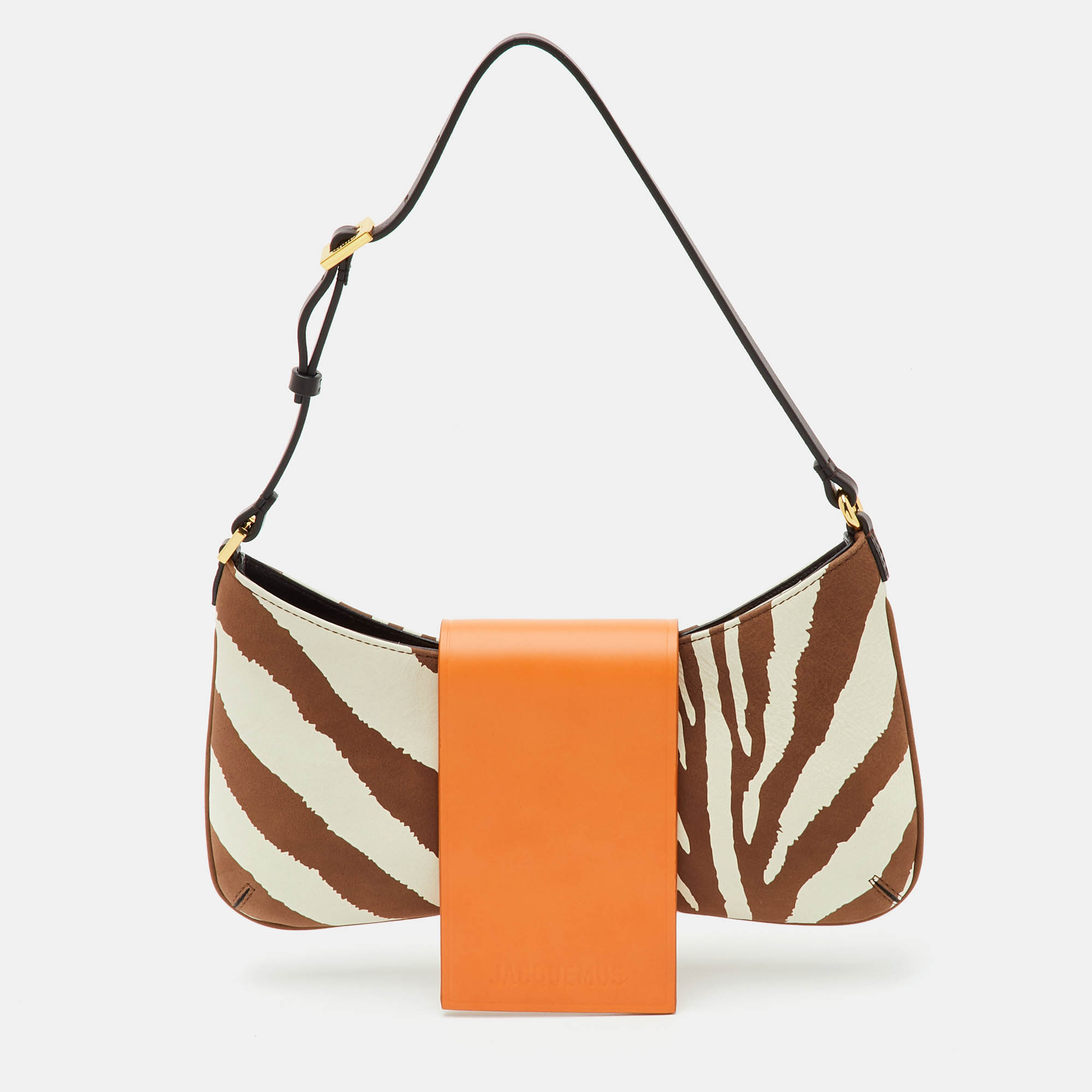 Jacquemus Le Bisou Imprime Zebra Print Brown Leather Shoulder Bag