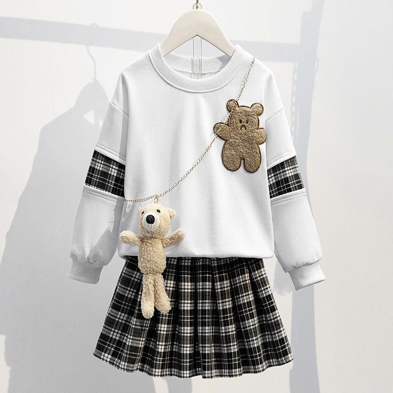 Комплект из двух предметов для бейсбольной рубашки для девочек: куртка с длинным рукавом и плиссированная юбка 160 white First Club