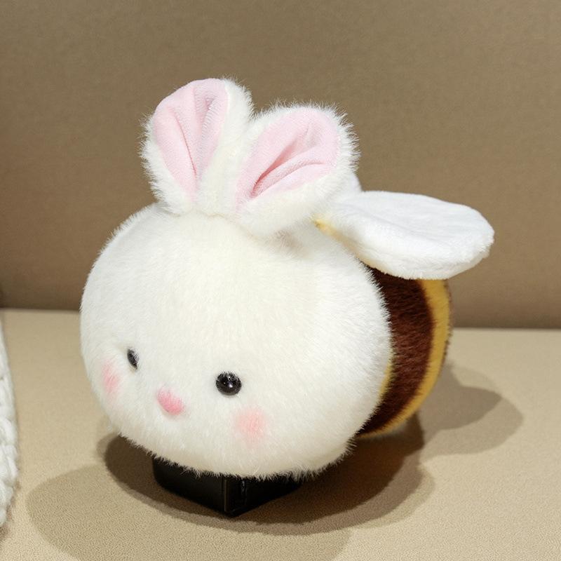 Cute Soft Bunny Bee Doll Plush Toy Lying Down Rabbit Bee Doll Girl Soothing Rag Doll 25cm（0.15kg） white Prettiest Time
