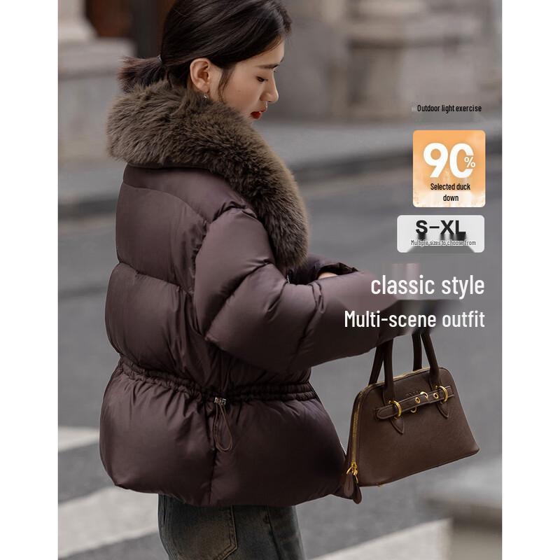 Женская съемная меховая отделка Утиный пуховик Demana L gray JDST SELECTION