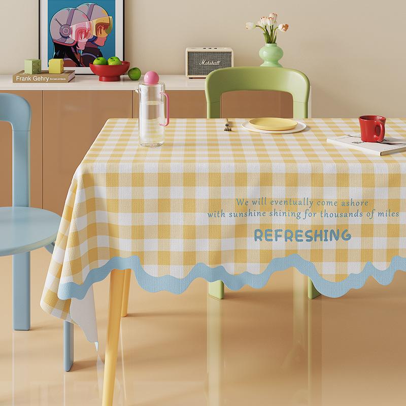 Cream Dining Table Cloth Cover Rectangular Waterproof And Anti-Scalding Leave-In Coffee Table Tablecloth Light Luxury High Sense 45*140cm [suitable for washing machine cover] beige More Car Parts