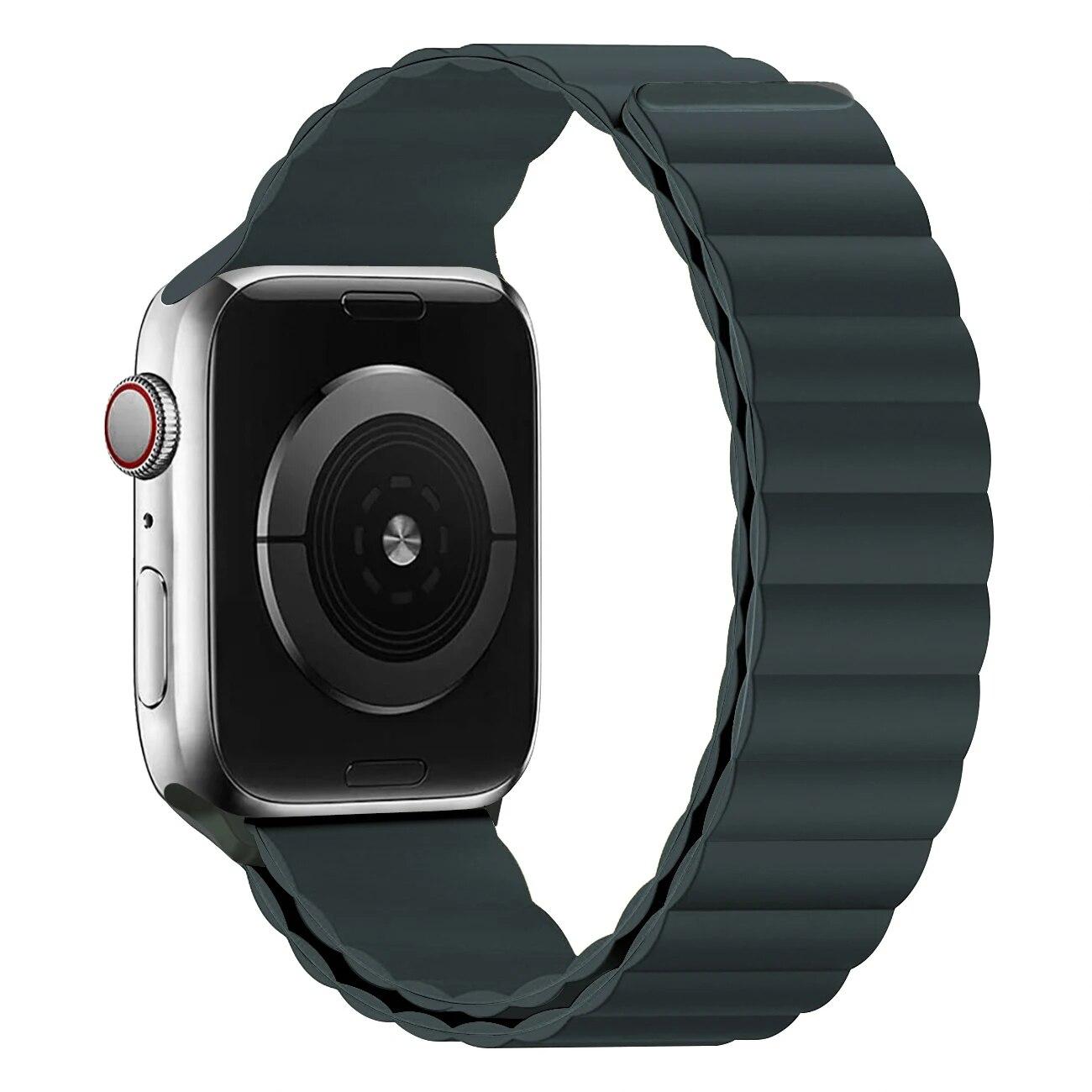 Ремешок для Apple Watch Band 44 мм, 40 мм, 45 мм, 41 мм, 42 мм, 38 мм, силиконовый браслет с магнитной петлей iWatch Series 8 7 Ultra 3 5 6 SE 42mm or 44mm 45mm black Sweetown