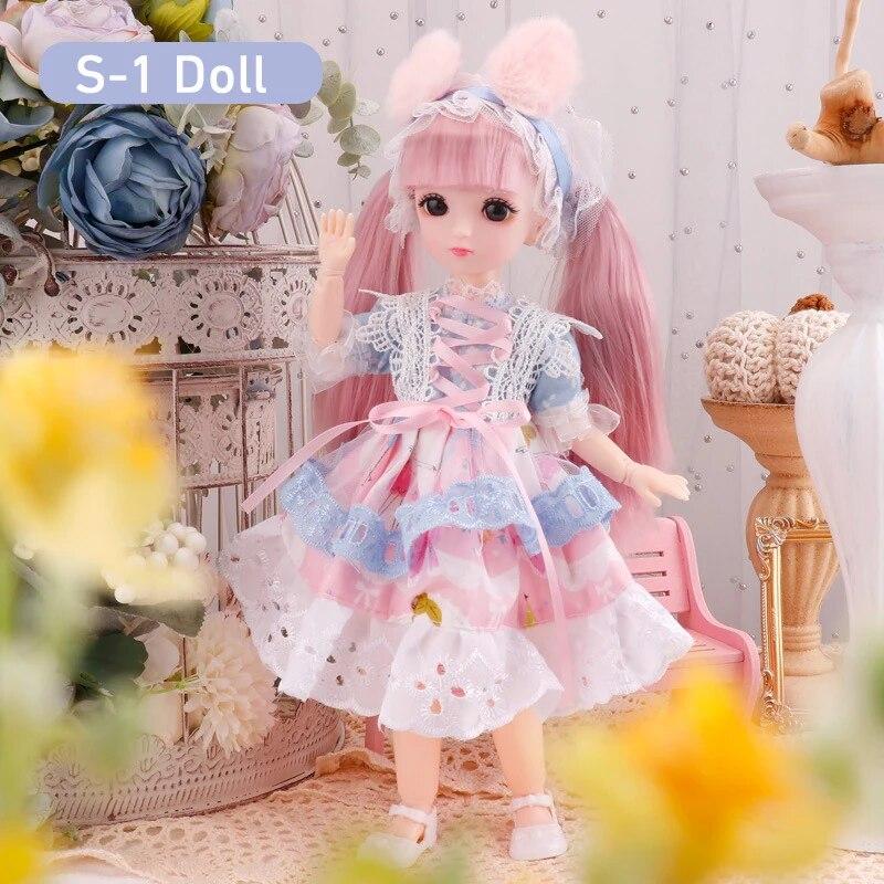 Кукла BJD для девочек, 30 см, аниме-кукла, 23 шарнира, подвижное тело с юбкой, шляпа, головной убор, игрушка «сделай сам» gray Oran Sky