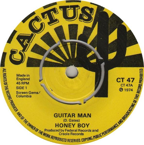 7-дюймовая пластинка HONEY BOY - Guitar Man CT47 Cactus 1974 Великобритания Регги, Ска и Даб Б/у yellow RecordCityJP