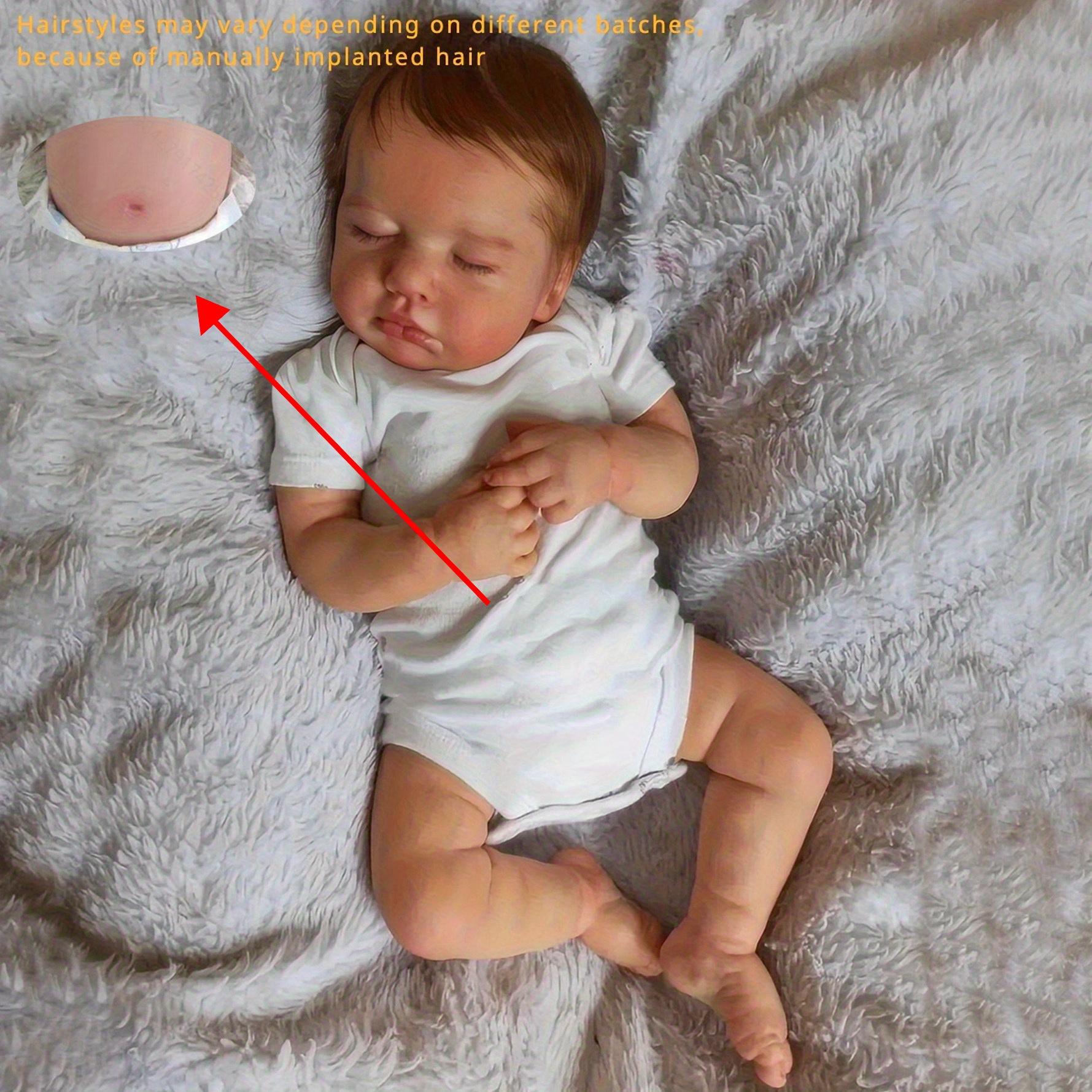 BZDOLL 48 см Кукла-реборн для девочки с телом из винила, кожей с 3D-росписью и видимыми венами, 19 дюймов, кукла-младенец для сна, игрушка для ребенка, подарок на день рождения vinyl body girl doll gray BZDOLL Reborn