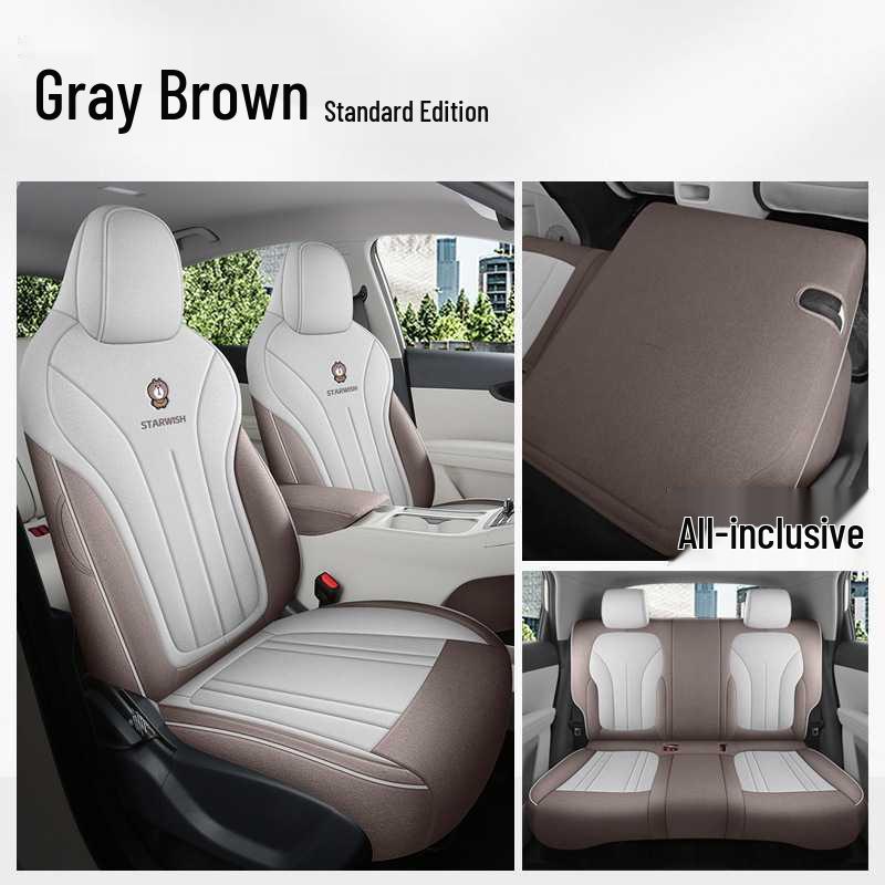 Geely Vision Universal Linen Car Seat Cover - Full Coverage, All-Season Fabric Cushion. Geely Vision gray GearUp AutoMoto