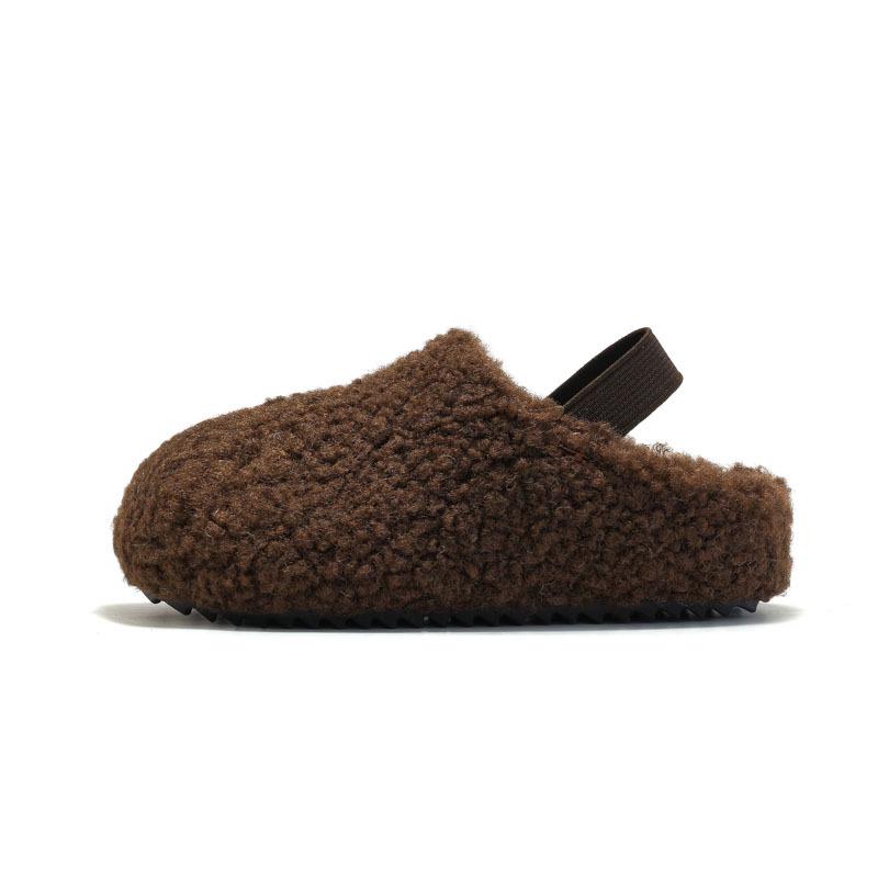 Сандалии Ruizu Kids Furry Cork Cotton Warm Velvet Sandals - Сандалии для мальчиков и девочек из флиса и хлопка 25 кофейный Voyex