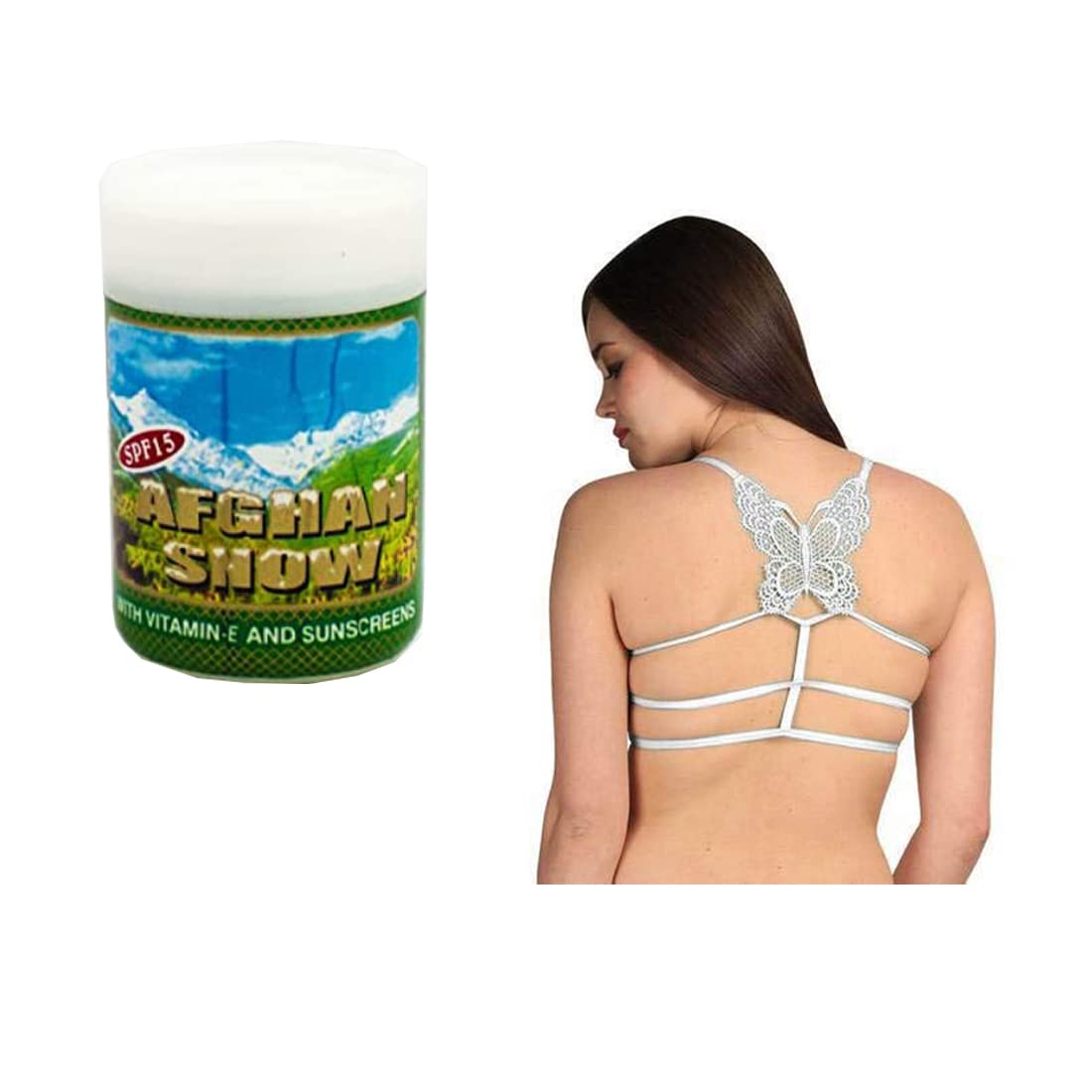 Крем для лица RSINC Afghan Snow Skin Cream из Индии с бесплатным комплектом из одного бюстгальтера RSINC в белом, цвете бабочки, S-36 CN-3FBW-2VS9 beige R S INC