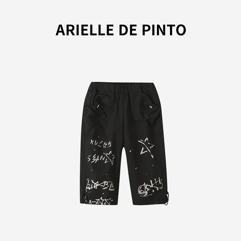 French Arielle De Pinto Kidsren s Casual Pants Spring & Fall 2026 New Boys  Graffiti Waterproof Pants Black 90 black TAOMall