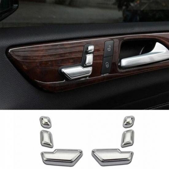 Sticker Trim 2008-2013 Matte Silver Car Seat Adjust button For Benz E-Class W212 black Grain02