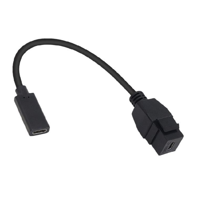 Адаптер Keystone Jack Type C Вставка Кабель USB C Женский на Женский 10 Гбит/с Быстрая Зарядка и Расширение Данных 20 см чёрный Manganese