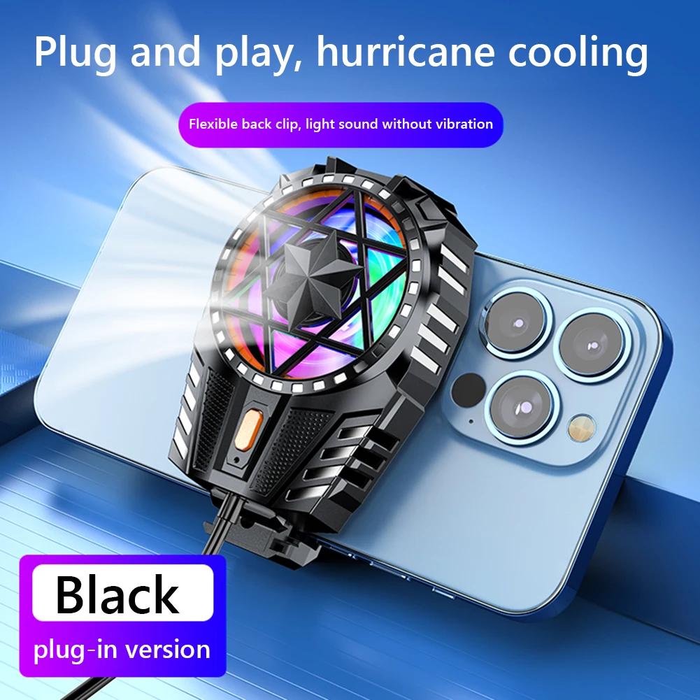 Радиатор для мобильного телефона с RGB-подсветкой, игровой радиатор для телефона, регулируемый 3-скоростной радиатор-вентилятор с задним креплением для телефона, планшета, фаблета black JOHO - CarGear
