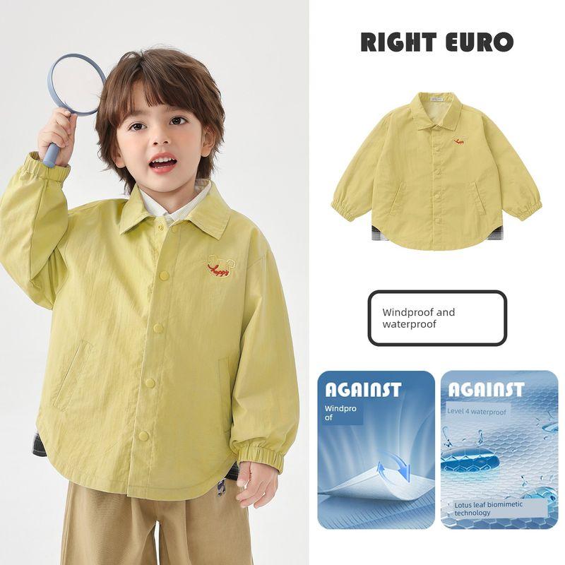 Right European-Style Boys  Soft Waterproof Jacket Children s Spring and Autumn Clothing 2026 New Children s Outdoor Windbreaker Jacket Yellow 140 beige TAOMall