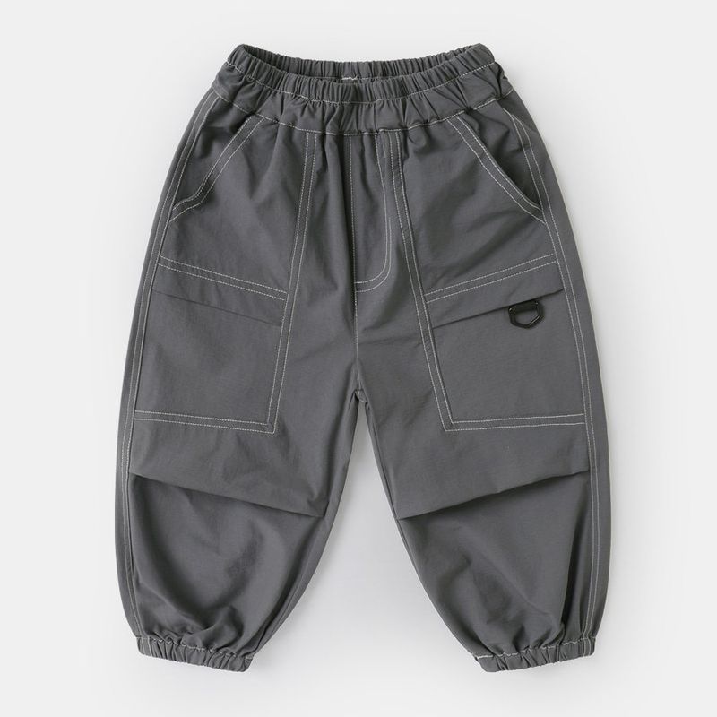 Right European Style Boys  Mountain-Style Casual Workwear Long Pants 2026 Spring and Autumn New Children s Clothing Baby Long Pants Spring and Autumn Dark gray 90 black TAOMall