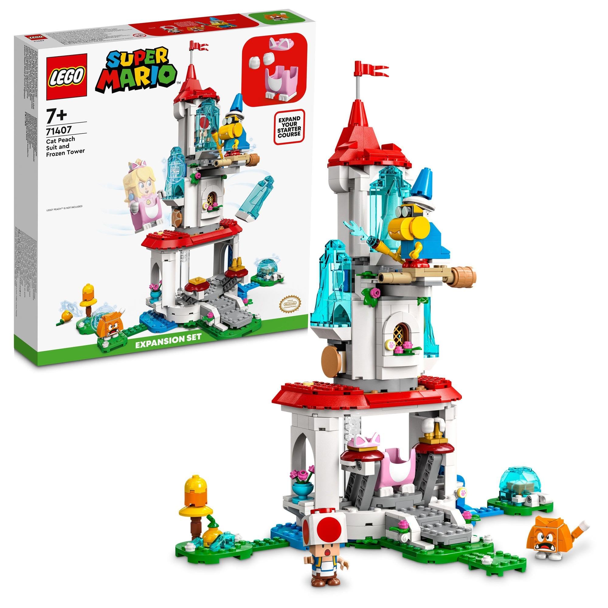 LEGO Super Mario Кошка Пич Усиление и Испытание Замороженной Башни 71407 - Игрушечные Строительные Блоки, Подарок, Видеоигра, Мальчики и Девочки, Возраст 7+ gray Sliema Japan Products