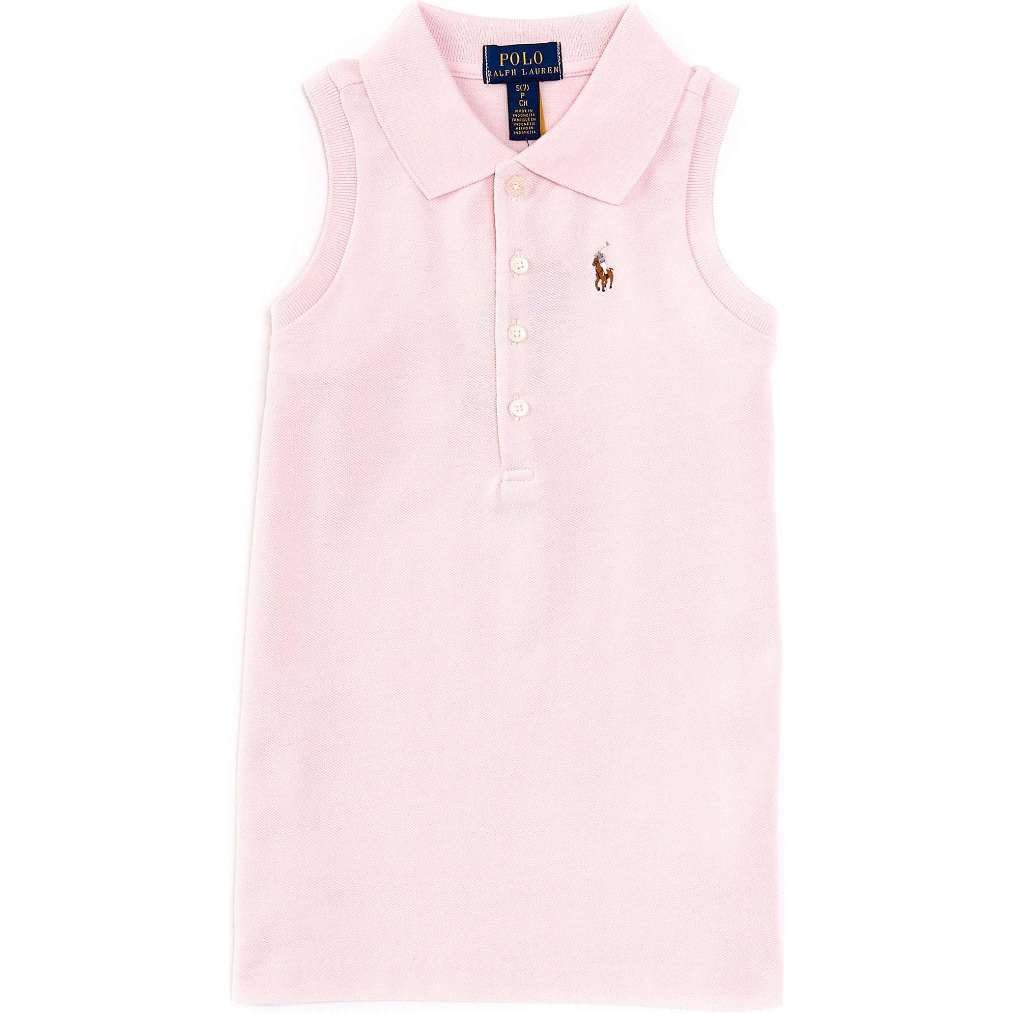 Polo Ralph Lauren однотонная рубашка поло без рукавов на пуговицах, детские топы светло-розового цвета 313935086-001 L white