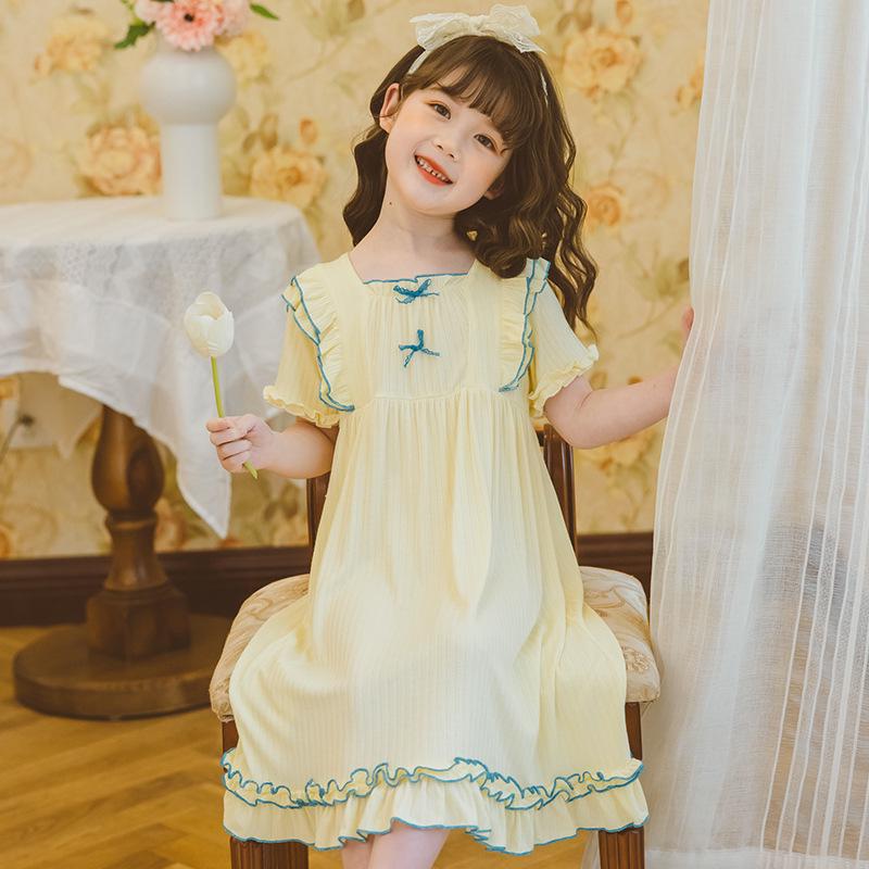 Летняя ночная рубашка из модала для девочек - пижама с короткими рукавами Fairy Princess для маленьких девочек и малышей 150 cm лимонно-желтый Voyex