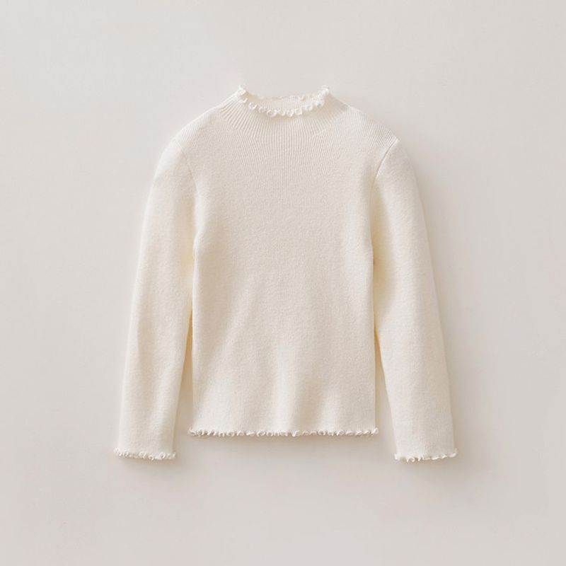 [Sheep Wool] Mark Jenny Girls  Soft and Warm Sweater Kidsren s Knitwear 2026 Autumn and Winter New Style 551821 Little white apricot 100 white TAOMall