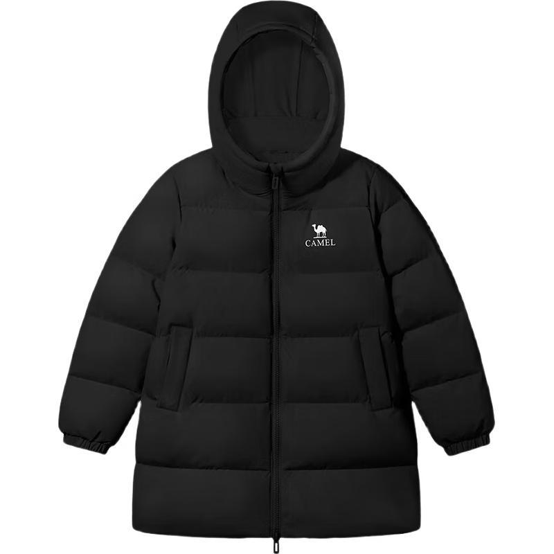 Бежевая детская пуховая куртка средней длины 120 black Camel