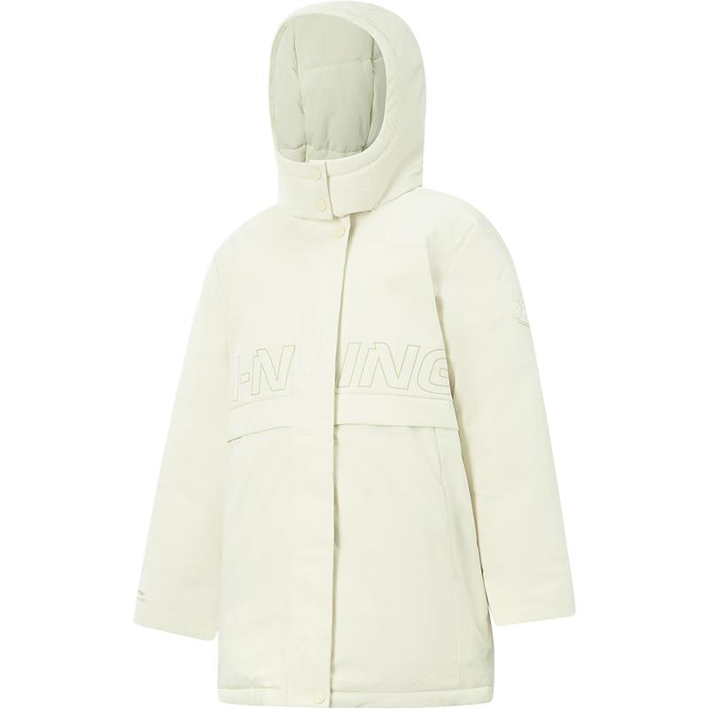 Женская водоотталкивающая куртка LI-NING средней длины с 85% утиного пуха 170 white