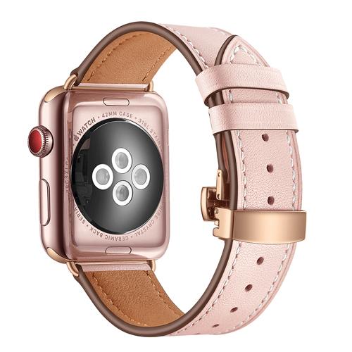 Роскошный кожаный ремешок наручные часы для Apple Watch Band Ultra 2 49 мм 44 мм 40 мм 42 мм 38 мм Iwatch Series 8 9 7 6 SE 5 4 3 ремешки для часов 38/40/41mm розовый Pioneering Technology