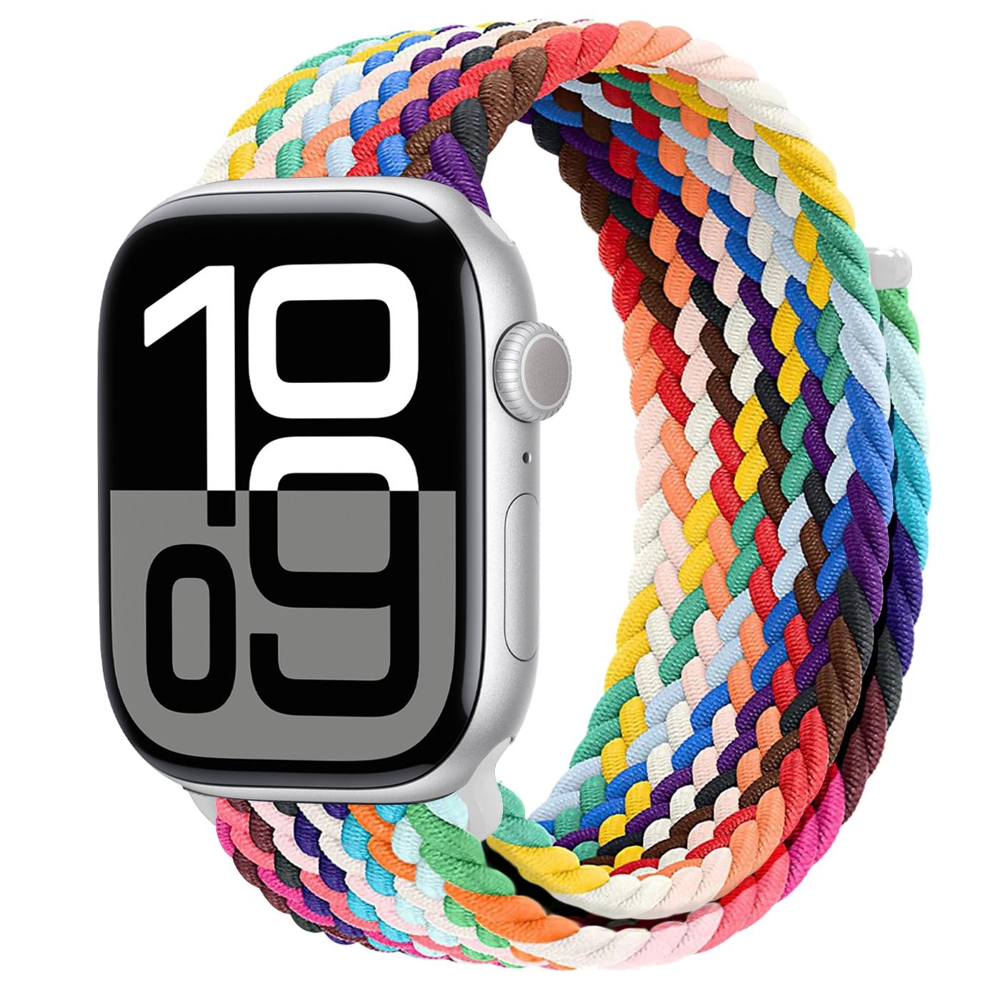 Плетеный ремешок для Apple watch 10 11 Ремешки 46мм 45мм ultra2 49мм 44мм 40 41мм 42мм correa bracelet iWatch series 9 8 7 3 5 4 se 6 38 40 41 S10-42 mm&S size black Build My Home