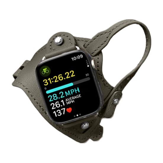 Ремешок для часов для велоспорта, совместимый с Apple Watch Series, регулируемый, винтажный, из искусственной кожи, сменный браслет для смарт-часов серый yunmanlei