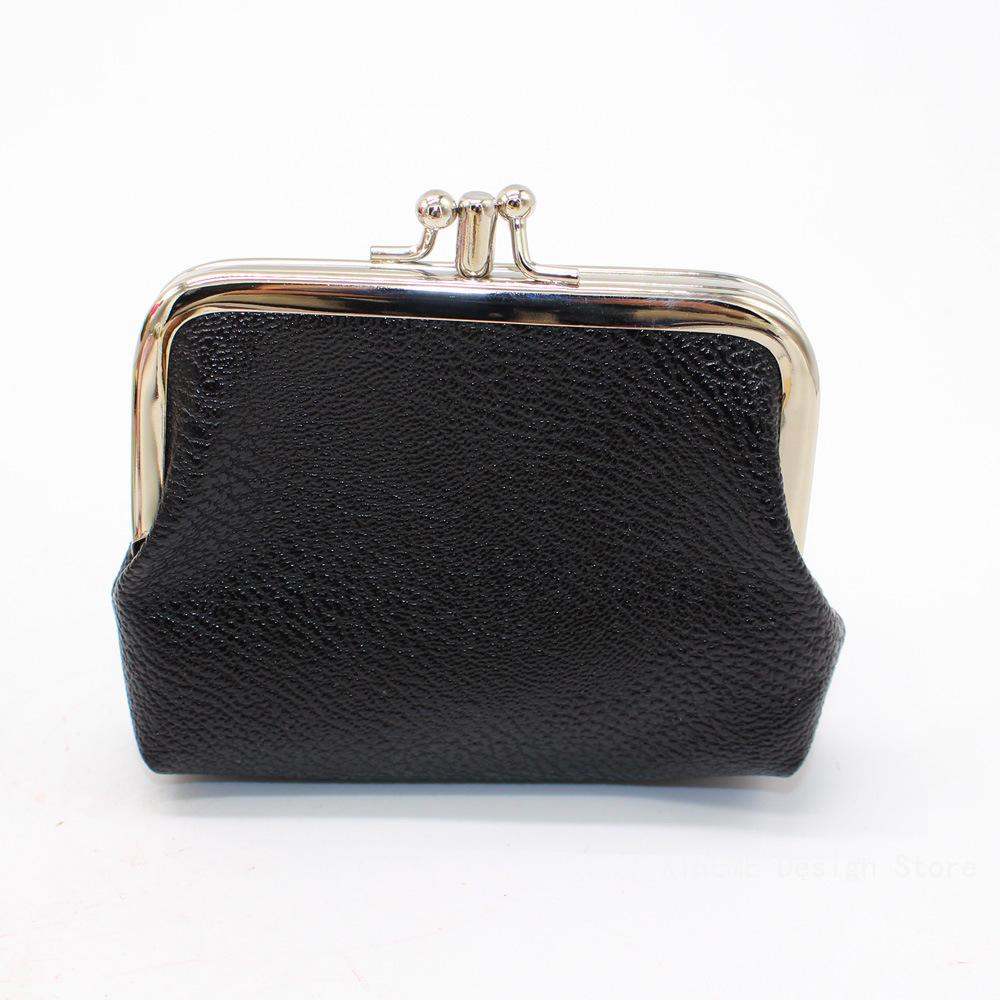 New Women Coin Purse Candy Color Double Layer Card Holder Girls Simple PU Buckle Wallet Lipstick Portable Money Purse Pocket Bag чёрный Home Sales Outlet