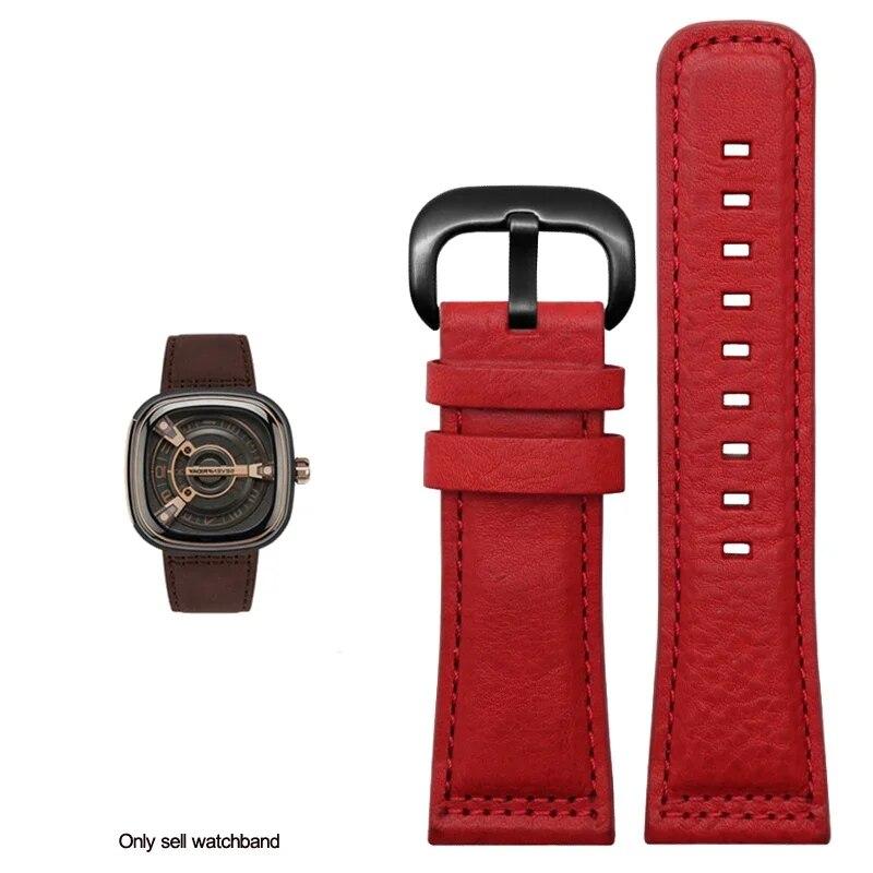 Ремешок для часов Sevenfriday S2 / P3 / m2 Ltalian из натуральной кожи, мужской коричневый, черный, красный, зеленый ремешок для часов 28 мм 28mm black Lanspo