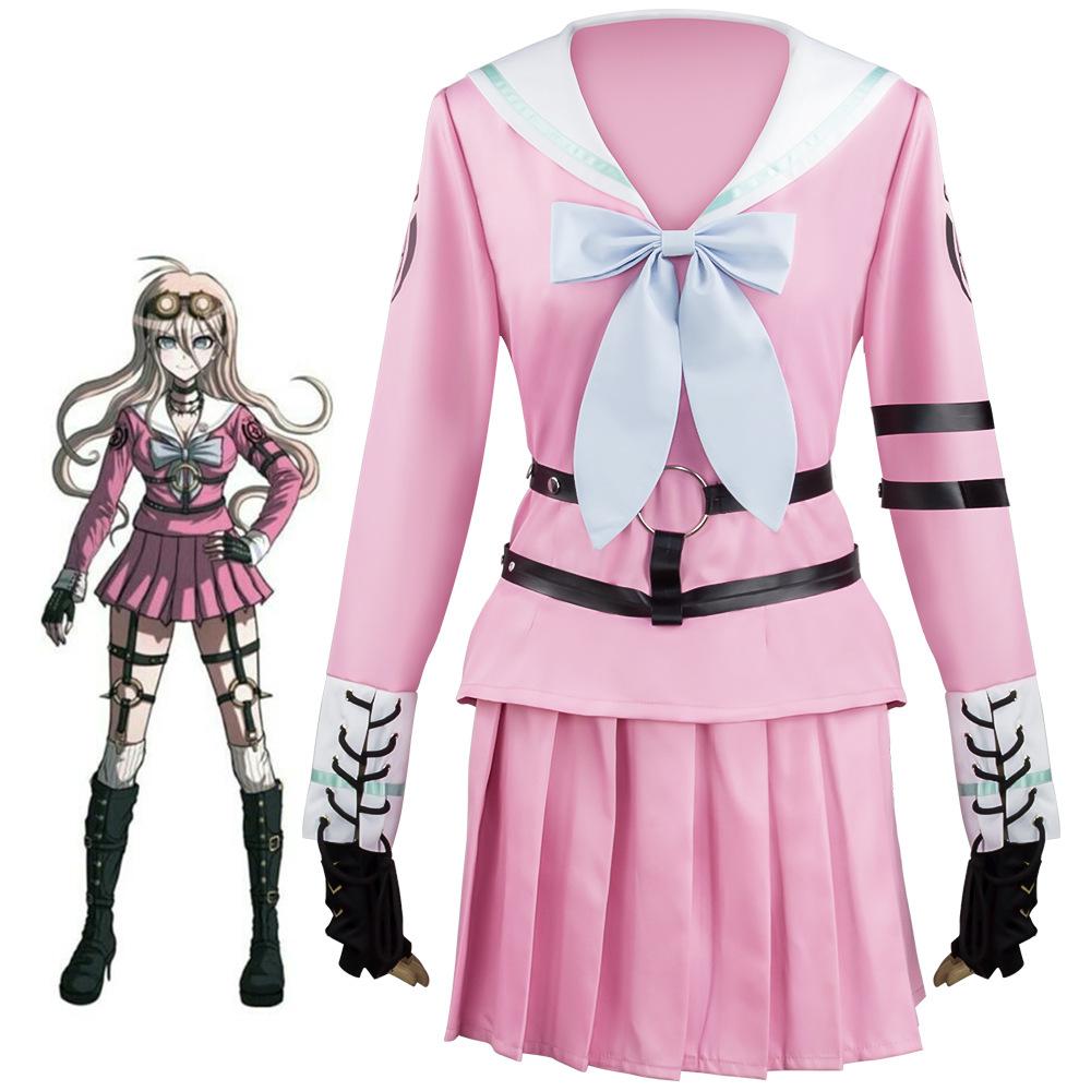 Костюм для косплея Миу Ирумы из Danganronpa V3, Розовая школьная форма JK с аксессуарами для аниме-косплея и Хэллоуинских вечеринок XS розовый Wanli Clothing Life