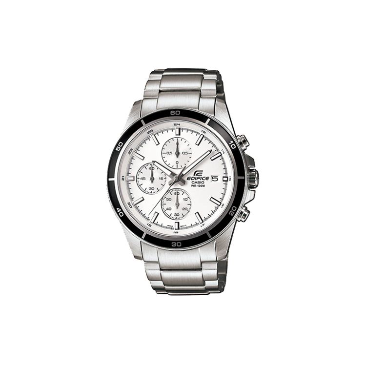 Casio Edifice Серия Classic Трехглазый Хронограф Кварцевый Механизм Браслет из Нержавеющей Стали Часы Мужские Часы Белый EFR-526D-7AV Random Watch Box,Silver Strap gray