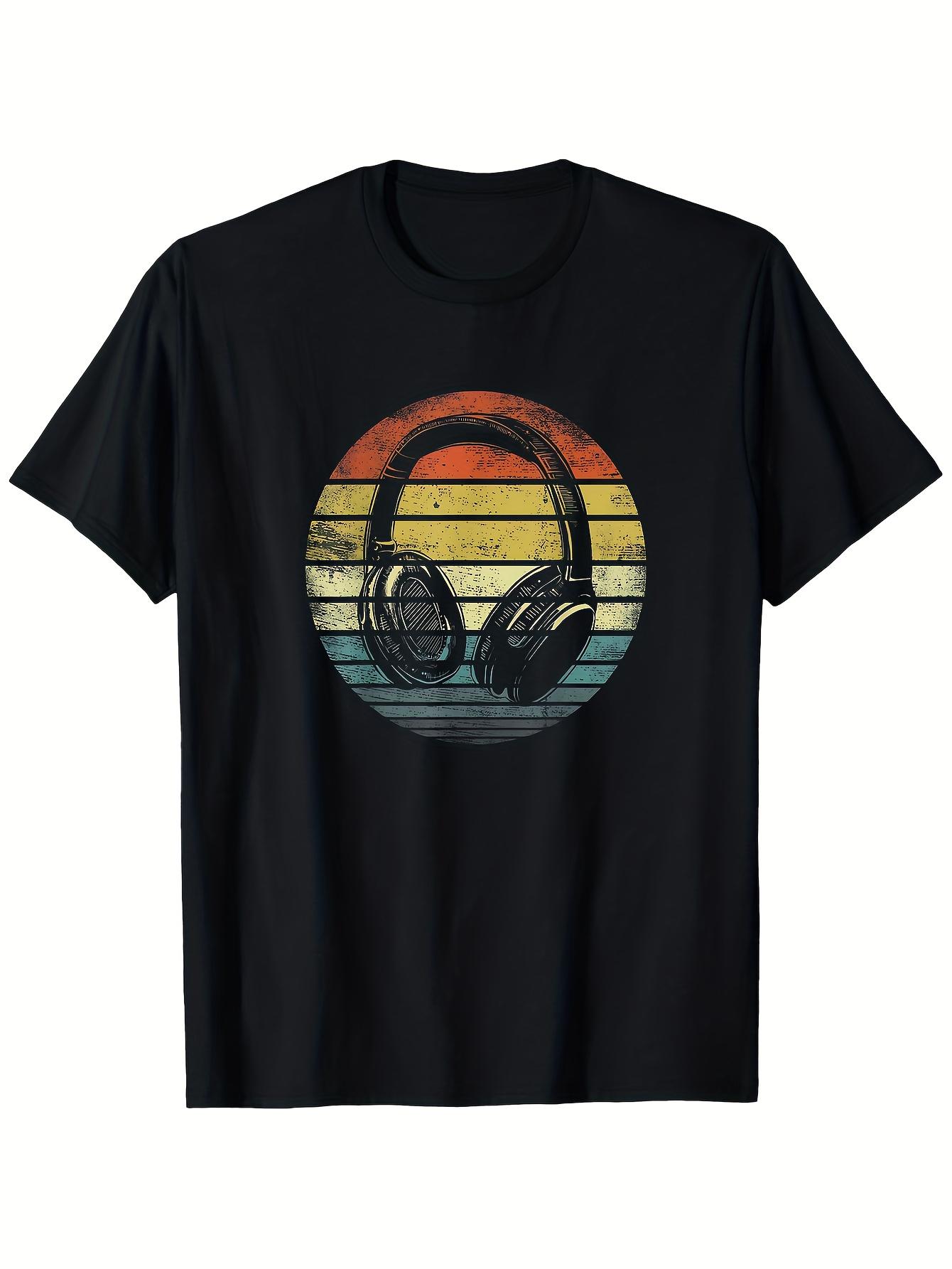 Music Lover Producer DJ Gifts Funny Retro Headphones T-Shirt S разноцветный Beautiful winter
