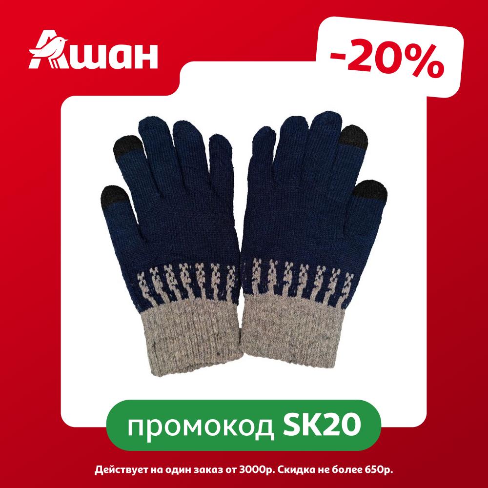 Перчатки мужские Blue Snezka вязаные с сенсорной зоной для смартфона сине-серые, One size
