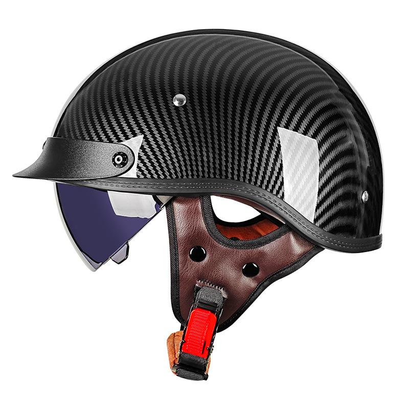 Locomotive Scooter Helmet Motorcycle Half Helmet Men S And Women S Helmet Four Seasons Light Locomotive Retro Helmet Riding M black More Car Parts