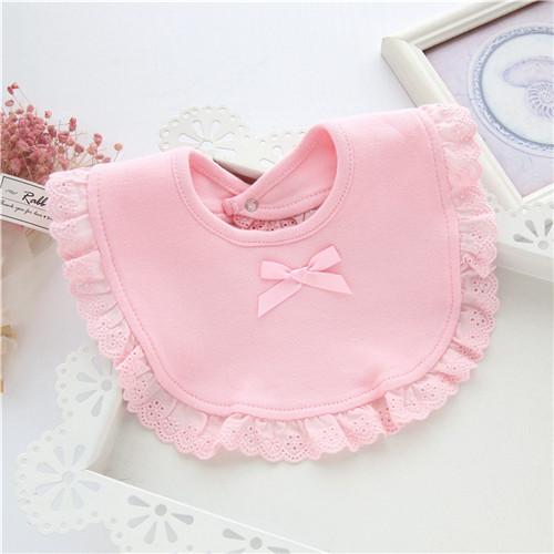 Lawadka Baby Bibs For Girls 100% Cotton Newborn Princess Lace Bow Baby Bibs Cute Girls Boys Burp Cloth Infant Saliva Towels 0-2Y One Size white MARKET-1