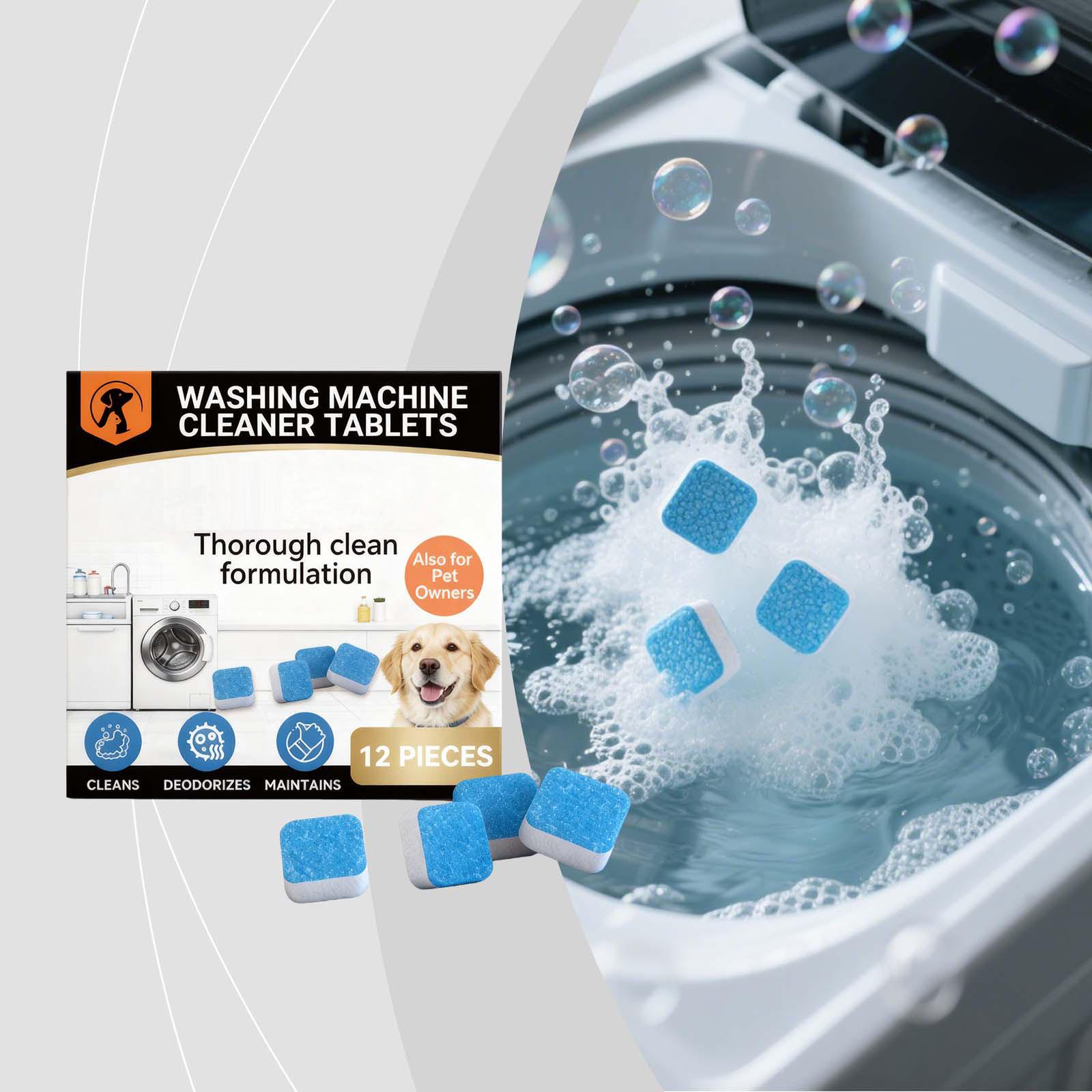 Washing Machine Cleaner Tablets 12 Pieces Thorough Cleaning Formula Removes Residue Maintains Appliance Hygiene Deodorizes and Cleans One Size белый Cikey