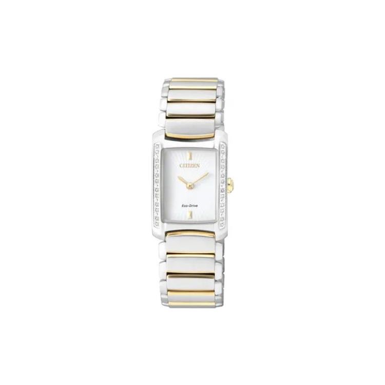 Citizen Eco-Drive Series 50 Meters Water Resistant Solar Quartz Movement Stainless Steel Strap Watch Women watches White EG2965-53A White Dial white