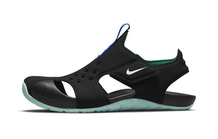 Детские сандалии Nike Sunray Protect 2, синтетическая кожа, модные, дышащие, черные с зеленым, для детей от 3 до 7 лет, DM0972-010 28 black