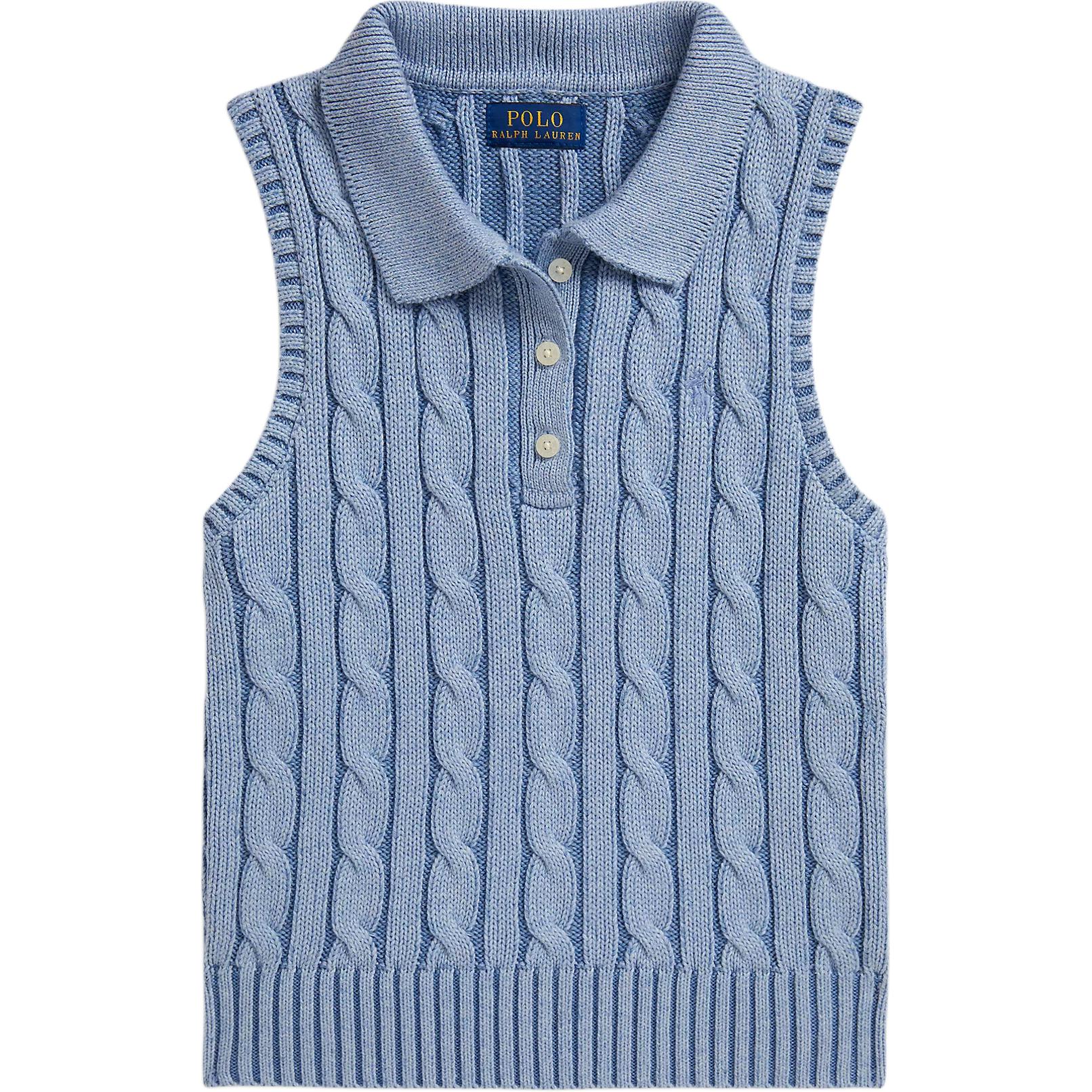 Polo Ralph Lauren Поло Вязаное Косами Хлопок Без Рукавов Детские Топы 313A11248-002 M gray