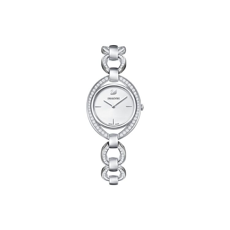 Swarovski Series Watch Quartz Movement Stainless Steel Strap 35Mm Silver Dial Waterproof Silver Crystal Chain Women watches 5376815 Silver Dial white