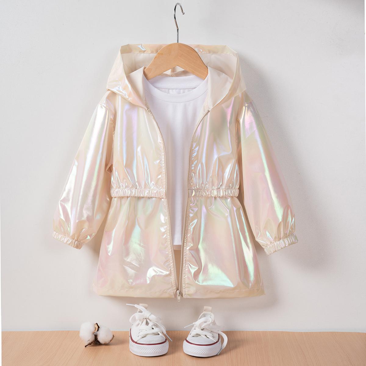 Модная тонкая куртка с капюшоном для девочек Symphony Going Out 90 бежевый Darling Child Boutique