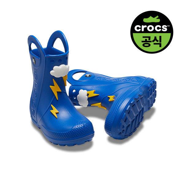 Официальные детские непромокаемые сапоги Crocs Handleit с ручкой и молнией Bbo BLUE BOLT(Z4KZ)/J3 blue