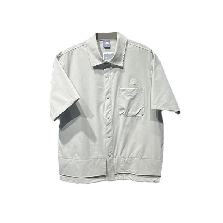 Мужские рубашки New Balance Серые С воротником Умеренные AMJ42305-OVN XL white