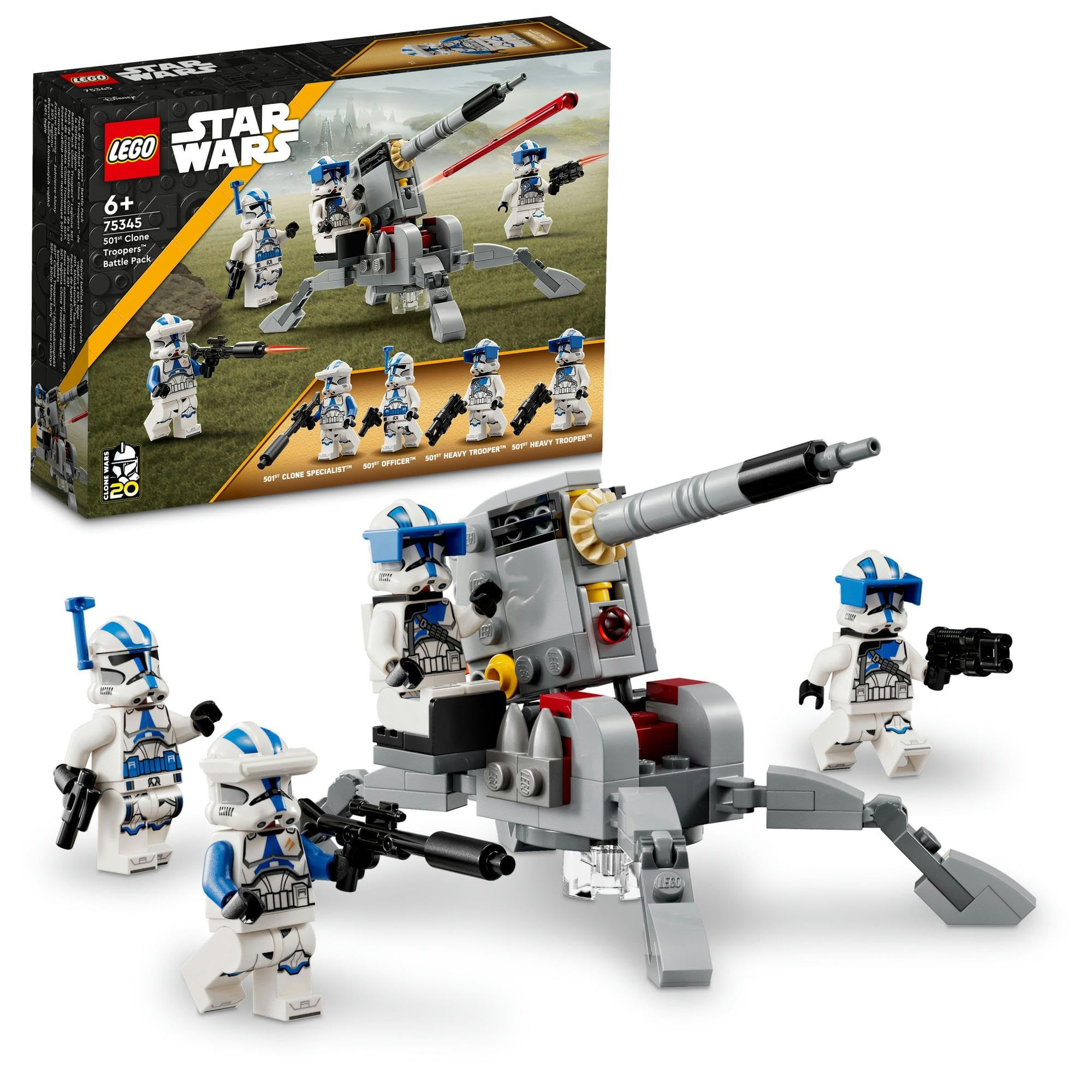 LEGO Star Wars Боевой набор Клонов 501-го легиона - Игрушка, Конструктор, Образовательная игрушка для мальчиков и девочек, Возраст 6, 7, 8, 9 лет, Космическая тематика, Артикул 7 gray RURI Japan product