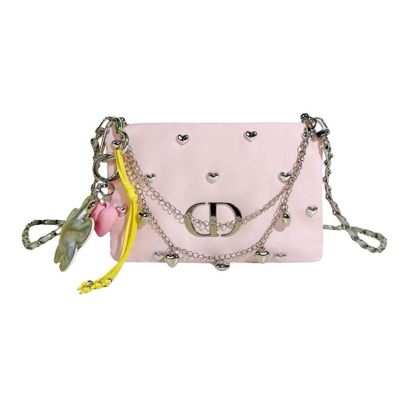 DIOR DIY Стиль Косметичка Розовый Party Girl Милый Универсальный Нишевый Сладкий Мода Простой Повседневная Атмосфера Модный Для Поездок Цепочка Портативный Холст розовый