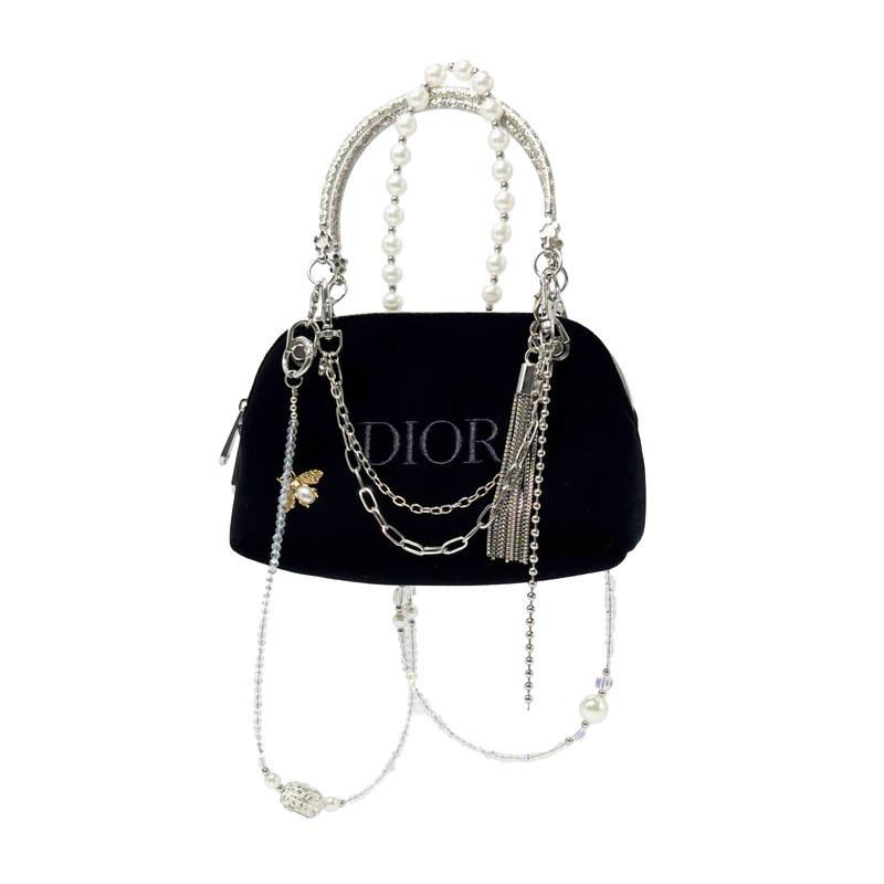 DIOR DIY Стиль Косметичка Холст Черный Ритм Ретро Текстурированный Подруга Ограниченный Год Лошади Элегантный Подарок Спутник Легкий чёрный