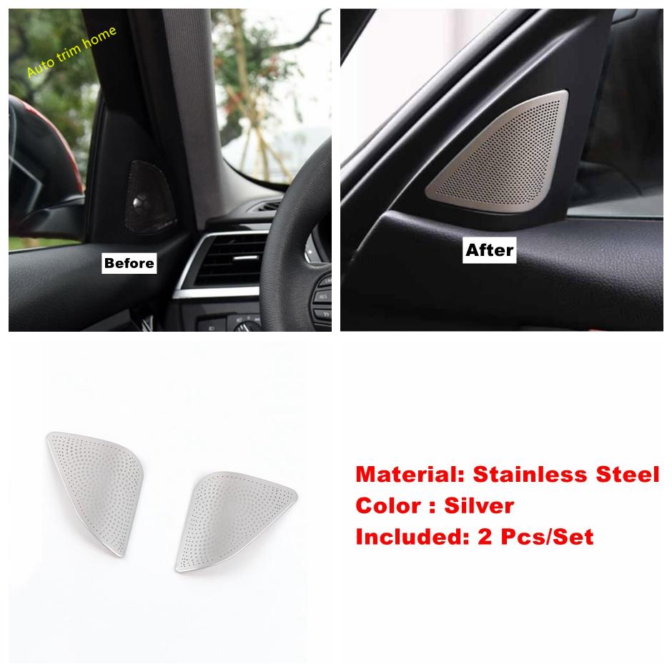 Car Glass Pillar A Stereo Speaker Tweeter Audio Loudspeaker Sound Cover Trim For BMW 3 Series F30 320i 2013 - 2018 Accessories серебряный hhdafhk
