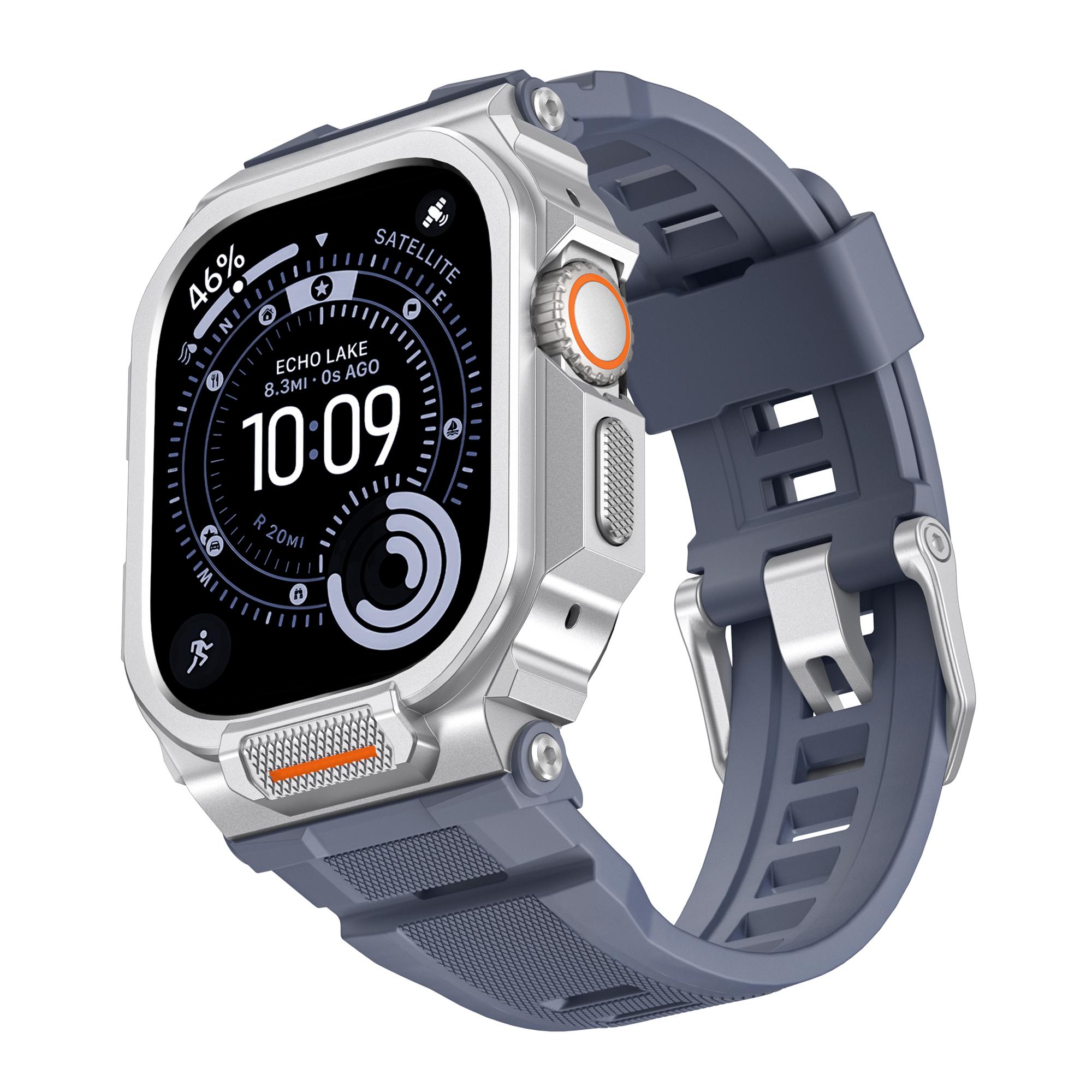 Чехол+Ремешок для Apple Watch Ultra 3 2 49мм Ремешок Аксессуары Спортивный Силиконовый Браслет+Металлический Защитный Бампер Чехол для iWatch 49мм Ultra 3 2 49mm black Lanspo