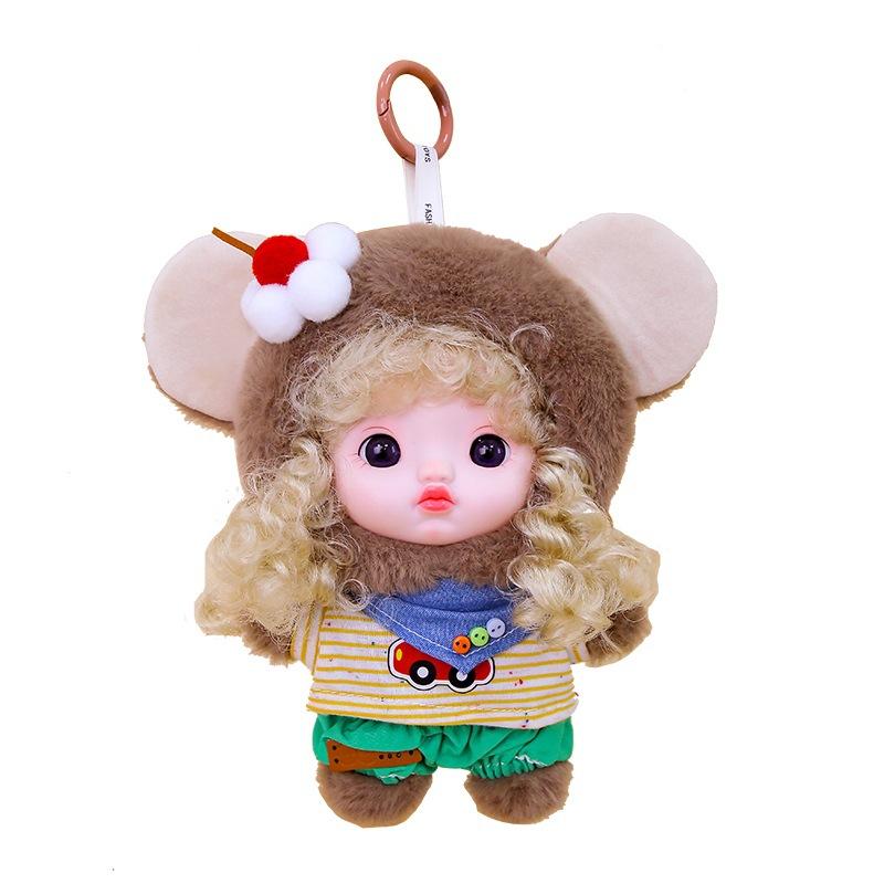 Изысканная Прекрасная Кукла Виниловое Лицо Плюшевые Игрушки Кукла с Кудрявыми Волосами в Одежде Подарок на День Рождения Рождество для Детей Девочек Подвеска white SJTuo Toy & Game Items Warehouse