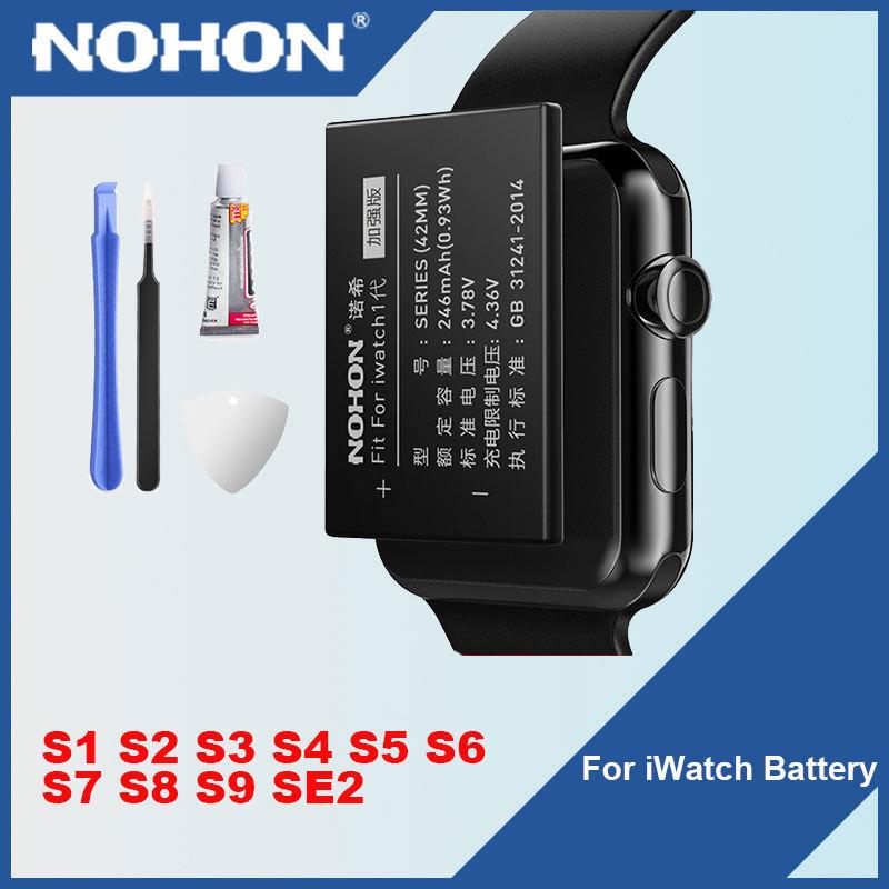 Аккумулятор NOHON для Apple Watch Series 9 8 6 5 4 3 2 1 Запасные аккумуляторы для iWatch S1 S2 S3 GPS S4 S5 SE2 S6 S7 S8 С инструментами For S5 SE2 40mm black LarkAndrea03